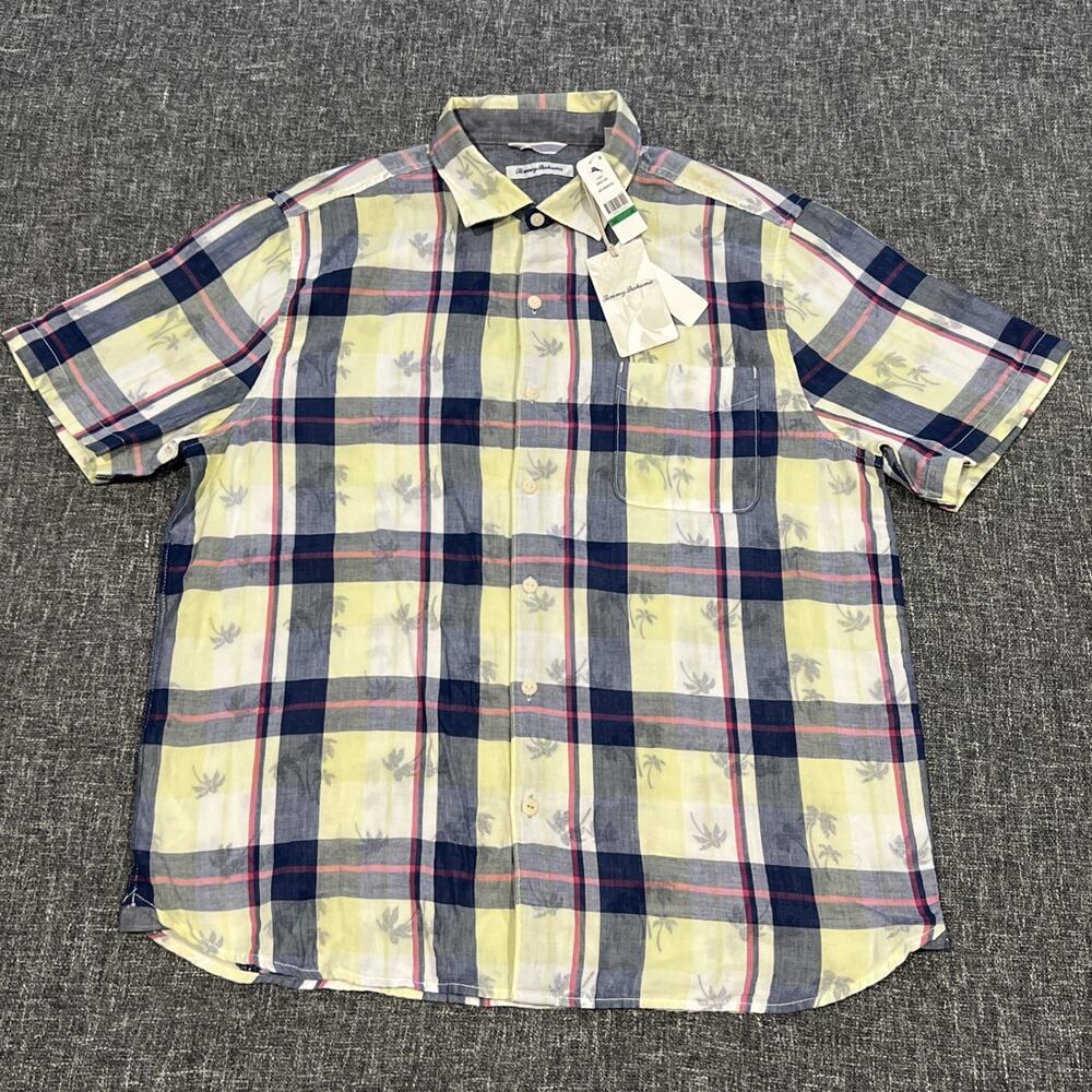 Tommy Bahama Short Sleeve Button Up Shirt Mens Size Large Double Flora Summer